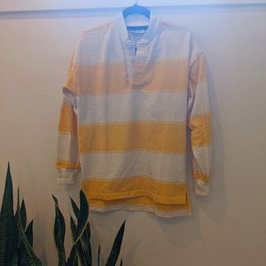 Vintage Sunday Yellow Striped Rugby Shirt, Medium Size M